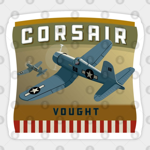 Corsair Vought Sticker by Midcenturydave